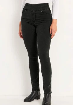 Stretchiga jeggings med hög resårmidja Elin