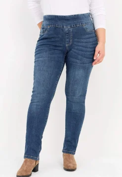 Stretchiga jeggings med hög resårmidja Elin