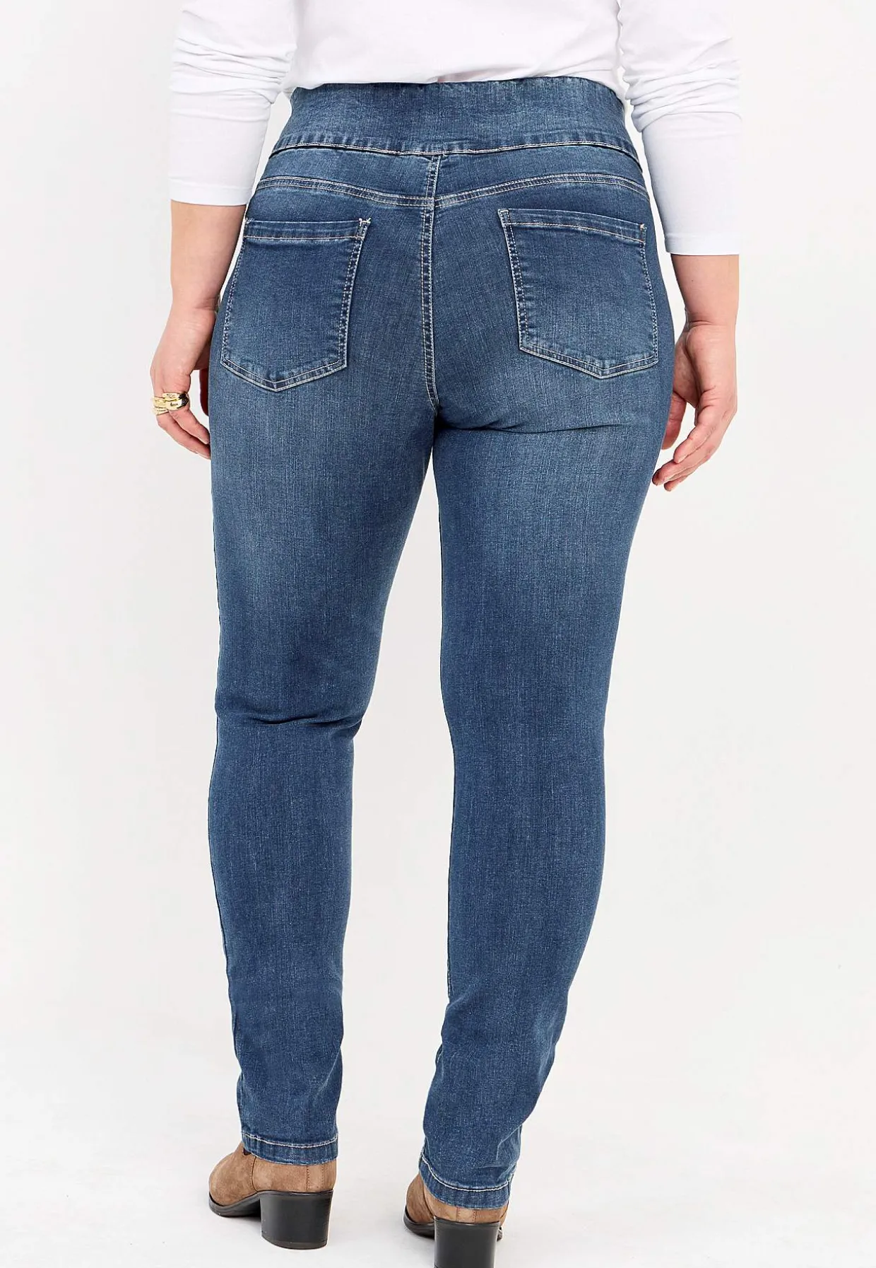 Stretchiga jeggings med hög resårmidja Elin