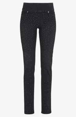 Stretchiga jeggings med strassdetaljer
