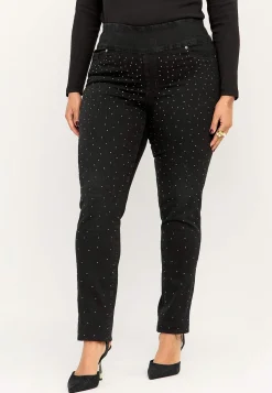 Stretchiga jeggings med strassdetaljer