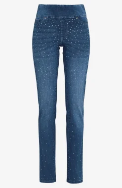 Stretchiga jeggings med strassdetaljer