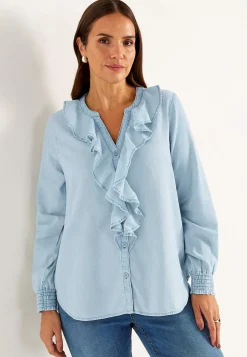 Volangblus i denim